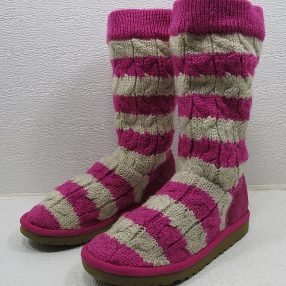 UGG White Pink 5996 Sweater Boots Australia Size 4 - Picture 1 of 6